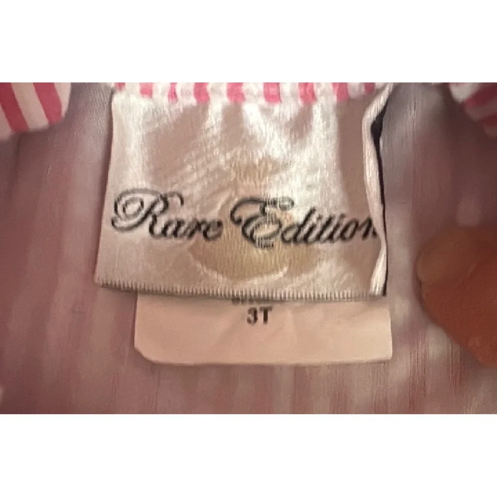 Rare Edition Girls Pink White Seersucker Stripe Ruffle Sundress Size 3T